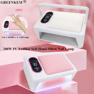 Nueva lámpara de uñas de almohada de mano suave de cuero PU de 288W con reposabrazos-Lámpara de secado y horneado de terapia de luz UV de alta potencia para gran espacio - Product Image 1