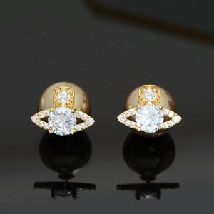 Boucles d'oreilles clous géométriques tendance rétro françaises populaires en argent S925, plaqué or de luxe haut de gamme avec zircon, vente en gros - Product Image 5