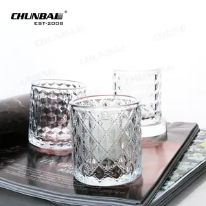 Wholesale Suppliers Scented Soy Thick Base Personalised Beautiful 8 Oz Cylindrical Borosilicate Glass Candle Jars Container