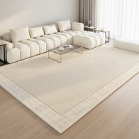 Tapis en polyester pour salon, style crème, tapis de canapé moderne, lavable, essuyable, antidérapant, chambre à coucher, chevet, luxe léger, haut de gamme