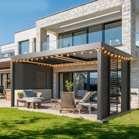 Couvertures de pergola imperméables modernes motorisées et réglables, pergola en aluminium, gazebo motorisé à lames orientables avec télécommande