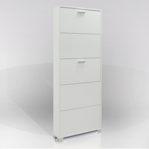 Scarpiera con 5 ante a ribalta, modello Quadrante, 70x18 cm H.190, bianco fiammato - Product Image 1