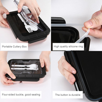 Boîte à Bento en plastique PP pour enfants, pièces, 3 compartiments, boîte à Lunch réutilisable avec couverts