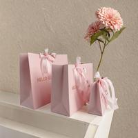Sac cadeau en papier rose avec logo personnalisé, emballage pour le shopping, recyclable, sac de luxe pour boutique