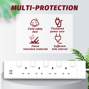 3/4/5 Băng nhóm Ổ cắm điện với 1-usb A + Loại C Cổng sạc màu trắng/đen Màu Anh tiêu chuẩn mở rộng ổ cắm - Product Image 5