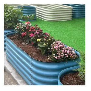 현대 꽃 냄비 아연 도금 제기 정원 침대 키트 야채를위한 야외 4-in-1 식물 냄비