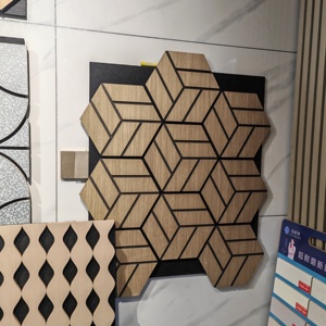 Studio d'enregistrement moderne AKU Akustic, panneau acoustique hexagonal irrégulier, <span class=keywords><strong>isolation</strong></span> acoustique, absorption du son, matériau en <span class=keywords><strong>bois</strong></span>, modèle 3D - Product Image 2