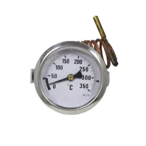 Calibrated SS dial 2.3" capillary gauge thermometer for firewater oven