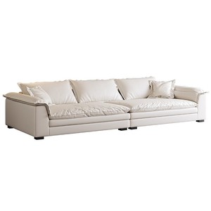 Canapé en cuir style italien moderne, anti-griffures pour chat, double coussin, 3-4 places, pour salon grand ou petit - Product Image 1