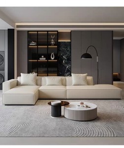 Bloque de podredumbre de frijol rojo de red nórdica, sofá de cuero genuino minimalista, Unidad de tamaño de sala de estar italiana, Escuela convertible Noble - Product Image 1