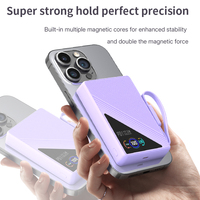 2026 BOLOMI-WP53T Power Bank Nirkabel Kustom Baru 10000mAh dengan Layar TFT Magnetik, Pengisian Ganda, Kabel Tipe-C, PD 20W, SCP 22.5W