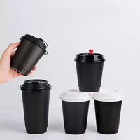 Gobelets jetables écologiques avec logo personnalisé, résistants à la chaleur, anti-fuite, doublure compostable, design contemporain, paille pour café