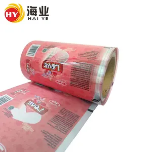 Bustina personalizzata per imballaggio in plastica rotolo di pellicola snack per caramelle involucro elasticizzato per confezione di pellicola per alimenti