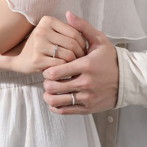 Sterling Sier Ring Adjustable Open Small Dia Moissanite Simple Couple Engagement Rings - Product Image 5