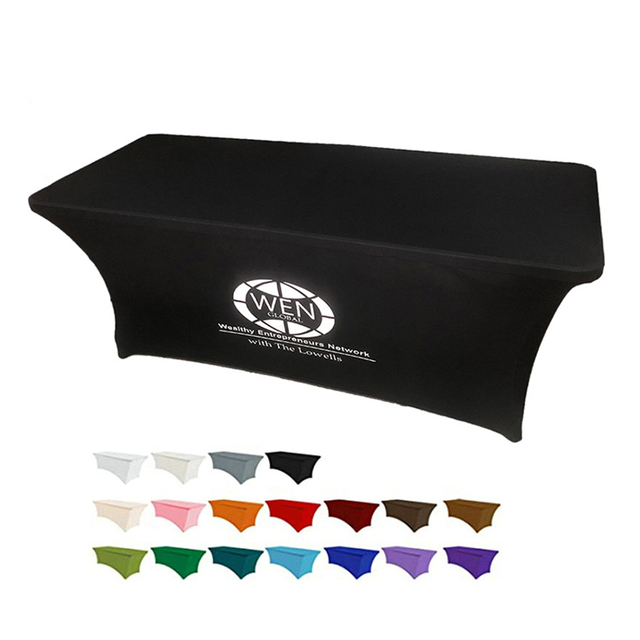 Advertising Printed Logo Event Trade Show Stretch Tablecloth Custom Table Cover