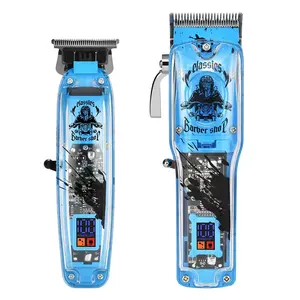 New 2023 Rechargeable Professional Cordless Grooming Kit Barber Tool 2PCS LCD Hair Shaver Cutting Trimmer Clipper Electric