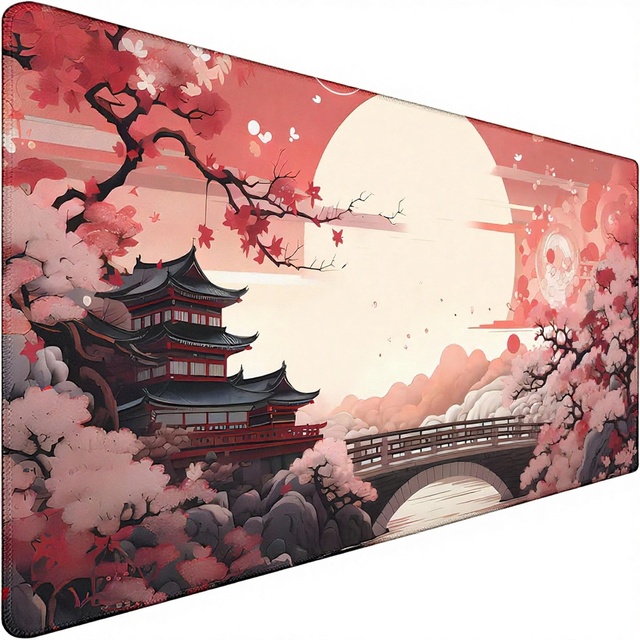 Japanese Large Gaming Mouse Pad Stitched Edges 30*80 Non-Slip Waterproof Rubber Base Laptop Office Use Sunset Design Mouse Pad