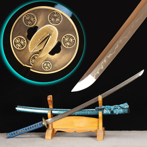 <span class=keywords><strong>Katana</strong></span> de 103 cm, fabriqué à Longquan, <span class=keywords><strong>forgé</strong></span> à la main, en acier T10 trempé à l'argile, bleu fluorescent, modèle métallique haut de gamme, cadeau pour homme, accessoire de cosplay. - Product Image 1