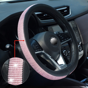 Vente chaude pour la taille 15 pouces anti-dérapant respirant fabricant personnalisé Bling Bling diamant cuir pvc couverture de <span class=keywords><strong>volant</strong></span> de voiture - Product Image 3