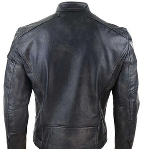 Chaqueta de Motociclista Slim para Hombre, con Cuello Alto, Diseño Personalizado, Cuero Natural de la Mejor Calidad, Cierre de Cremallera, Impermeable y Resistente al Viento - Product Image 4