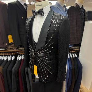 Costume <span class=keywords><strong>Homme</strong></span> Sur Mesure Nouveau, Costume de Mariage 3 Pièces Orné de Cristaux Perles, pour Performance Marié. Veste <span class=keywords><strong>Homme</strong></span> Costume <span class=keywords><strong>Italien</strong></span> de Haute Qualité - Product Image 6