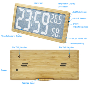 Bằng gỗ đóng khung LED điện tử Máy tính để bàn đồng hồ với đài phát thanh tính năng cho nhà hoặc văn phòng sử dụng - Product Image 2