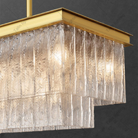 Lustre rectangulaire en cristal de restaurant lustre suspendu en cristal pour la maison salon cuisine éclairage luminaire en cristal