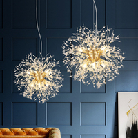 Lustre de feux d'artifice de pissenlit-Lumière de salle à manger en cristal, lumière de chambre et de bar minimaliste moderne, éclairage de magasin de vêtements