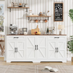 Grand buffet avec rangement, buffet de cuisine de style campagnard avec étagères réglables et 6 portes de grange - Product Image 2