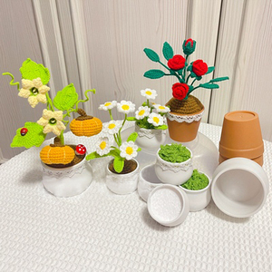 YICAI – fleurs de roses en <span class=keywords><strong>pot</strong></span>, plantes artificielles, bonsaï, ornements tricotés à la main, cadeaux de saint-valentin - Product Image 5