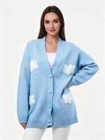Cardigan en tricot jacquard épais style décontracté, col en V, manches longues, collection automne/hiver 2026 Europe et Amérique