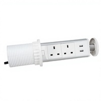 Prise de table escamotable de haute qualité avec port USB-C, prise standard britannique, prise de courant électrique dissimulée pour bureau, en plastique à levage pneumatique