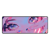 Alfombrilla de Escritorio Cyber-Pink Aesthetic Manga Eyes - Serie Macro Art - Alfombrilla de Ratón XL con Tema Dreamy Glitz para Configuración Gen-Z