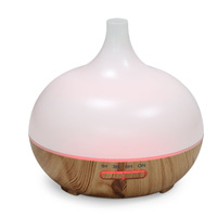 Diffuseur d'arômes en forme d'oignon craquelé 400 ml, humidificateur ultrasonique à grain de bois pour huiles essentielles, avec LED 7 couleurs et minuterie