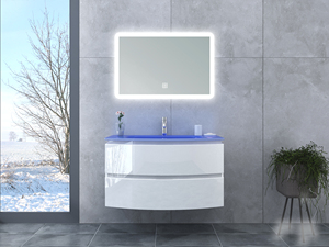 Armoire de salle de bain en forme d'arc avec lumière bleue - Product Image 2