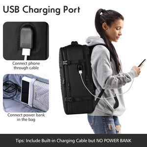 Du Lịch Lớn Ba Lô Phụ Nữ, Chống Nước Chống Trộm Giản Dị Daypack Trường Túi Phù Hợp Với <span class=keywords><strong>17</strong></span> Inch Máy Tính Xách Tay Với USB Sạc Cổng - Product Image 6