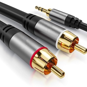 <span class=keywords><strong>Câble</strong></span> audio personnalisé 3,5 mm vers <span class=keywords><strong>double</strong></span> prise phono RCA rouge et blanc pour téléphone portable, ordinateur et entrée/<span class=keywords><strong>sortie</strong></span> de haut-parleur - Product Image 1