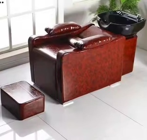 Bacs à shampoing, lavabos et chaises en cuir véritable pour salons de coiffure et de beauté, lits de lavage de cheveux, mobilier de salle de bain - Product Image 3