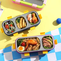 Boîte à lunch chauffante en acier inoxydable à 3 compartiments pour adultes, conteneur de préparation des repas