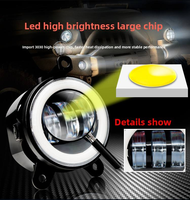 Kemauto Nouveau Phare Antibrouillard LED 3,5 Pouces 30W Wrangler Jaune Blanc avec Anneau Lumineux Angel Eye, Lentille de Phare Tout-Terrain et Feux de Jour