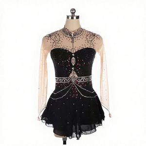 Robe de patinage artistique pour femmes, nouveau design, avec cristaux, en Spandex/Polyester, pour le patinage sur <span class=keywords><strong>glace</strong></span> et la gymnastique - Product Image 5