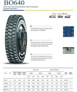 Patrón de bloque de carga pesada adecuado BO640 325/95R24 24PR Neumático de camión Precios de neumáticos de camión para carretera minera - Product Image 5