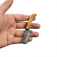 Couteau de chasse et de survie à lame fixe mini, en acier Damas de qualité industrielle, fabriqué à la main, avec manche en bois OEM