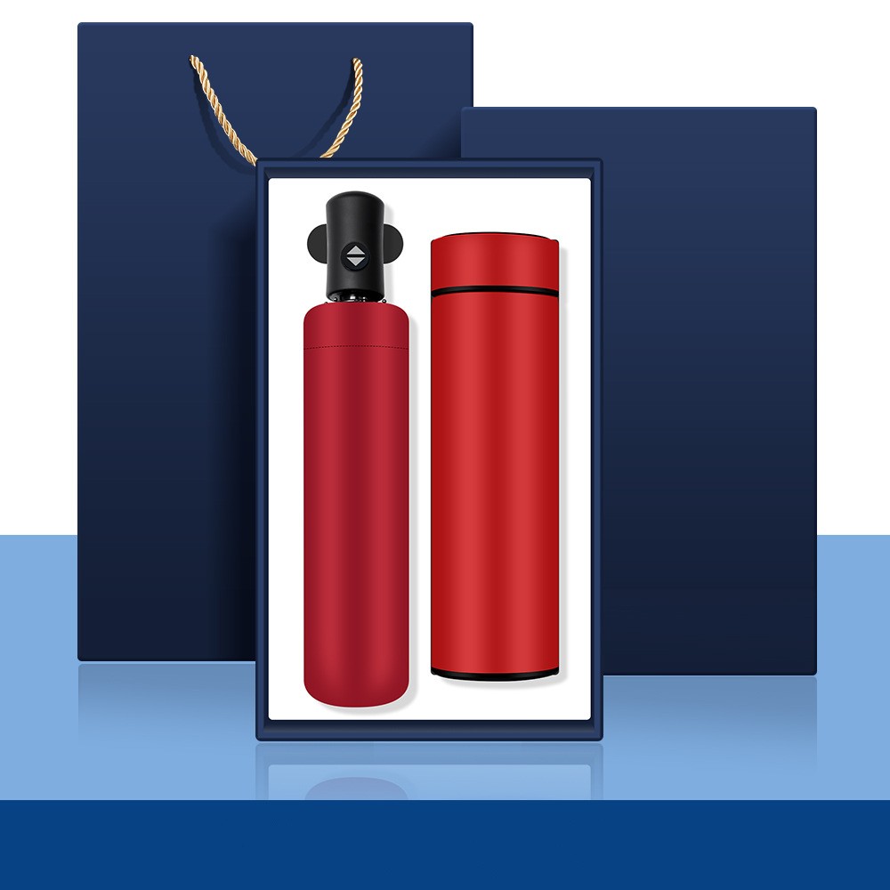 2pcs set(thermos+umbrella)red