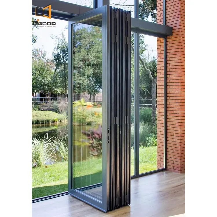 Tegood Single Or Double Glass Upvc Nana Wall Folding Door For Villa Balcony