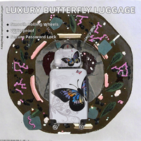 Ensemble de bagages de voyage personnalisé de luxe moderne en 4 pièces, imprimé papillon, 14/20/24/28 pouces, valise à roulettes imperméable de grande taille