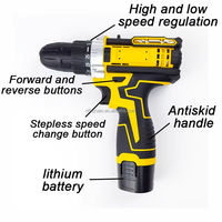 Ensemble de perceuse sans fil 12V, professionnelle, industrielle, bricolage, batterie au lithium, vitesse variable, 24 pièces, perçage maximal de 13 mm, construction, métal