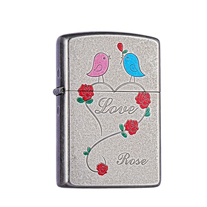 Accendino a Cherosene ZORRO/Zorro Z91897 in Ottone Argento Anticato 'Amore a prima vista', Antivento, di Alta Gamma, Bestseller TikTok e Kwai - Product Image 1