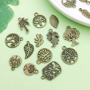 Colgante Árbol de la Vida de Aleación de Zinc, Tamaño Mediano, Accesorios de Joyería DIY para Hacer Pulseras y Collares con Diseños de Hojas y Corazones - Product Image 4
