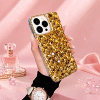 Coques de téléphone de luxe avec strass et diamants, antichoc, en PC et TPU, pour iPhone
